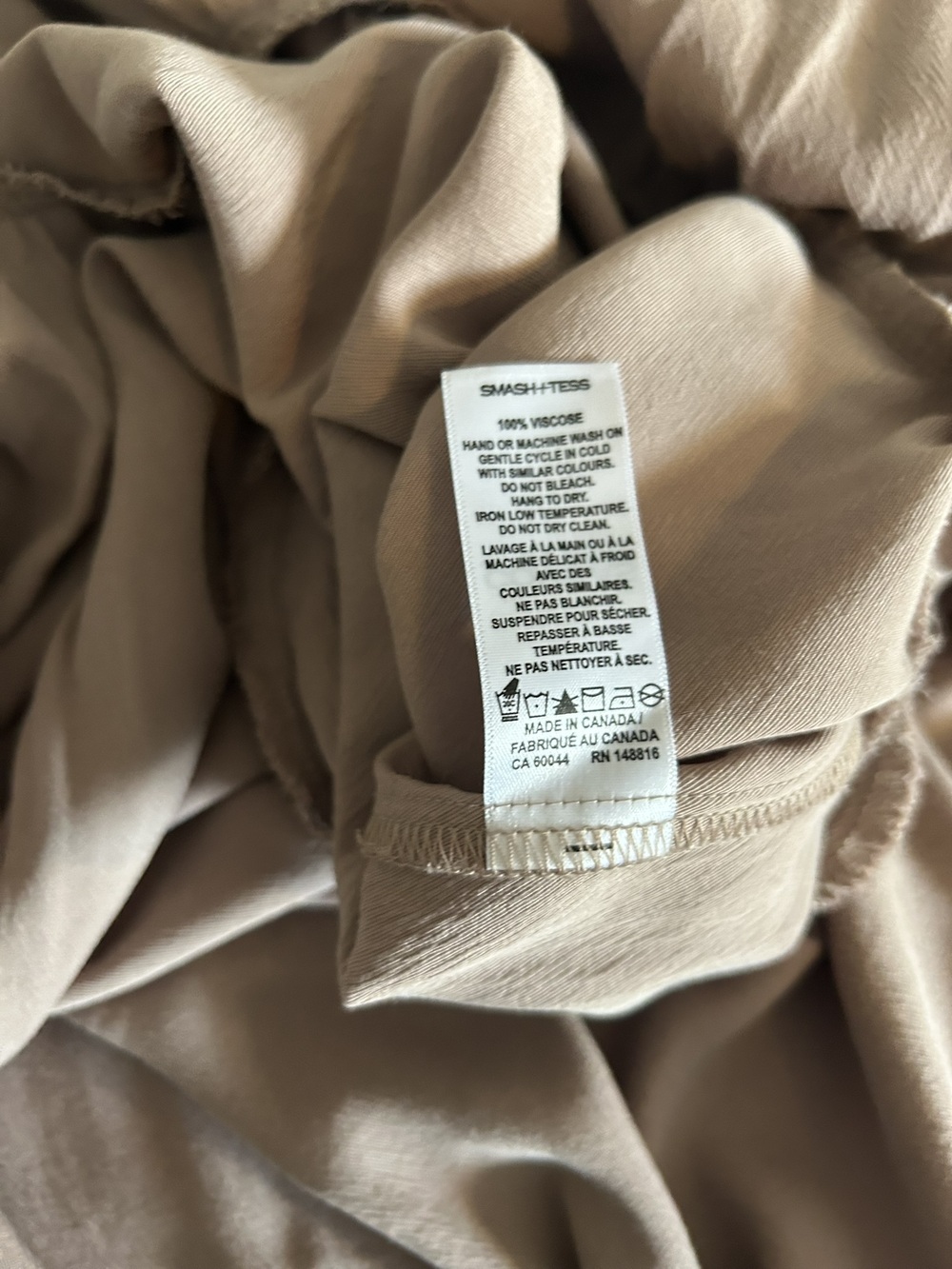 Smash + Tess Daphne Sleeveless Drop Waist Dress Neutral Tan L - Picture 8 of 8